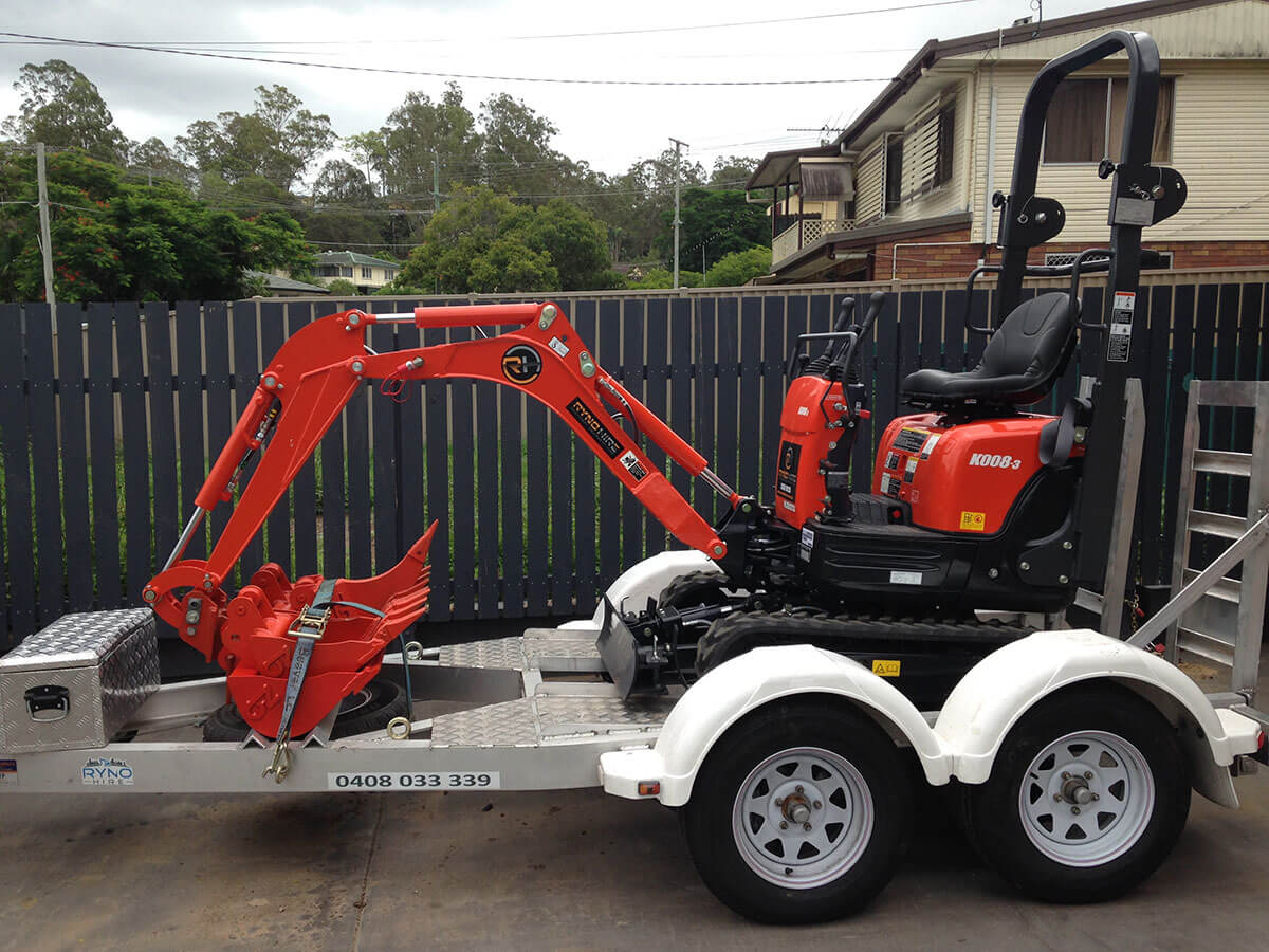 excavator with white and red colours