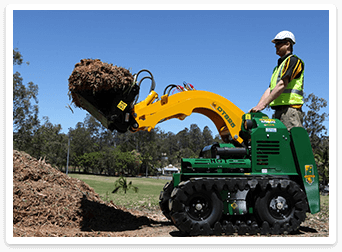 man using mini loaders