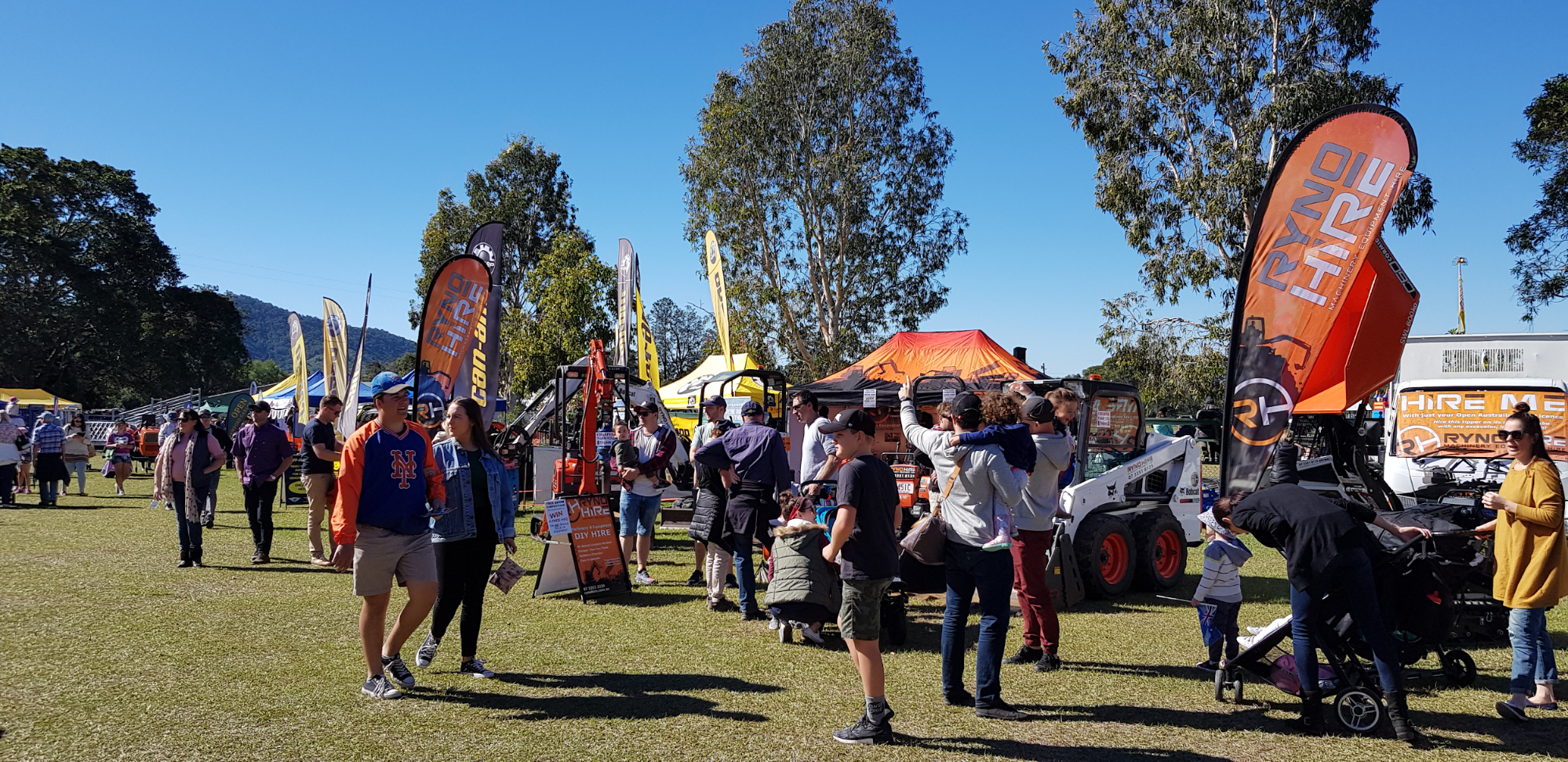 A showground event with Ryno Hire equipment showcase